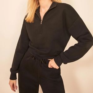 Reformation Black Marla Quarter Zip Sweater